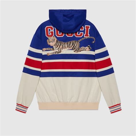 gucci tiger cotton-jersey hoody|Gucci Tiger cotton zip.